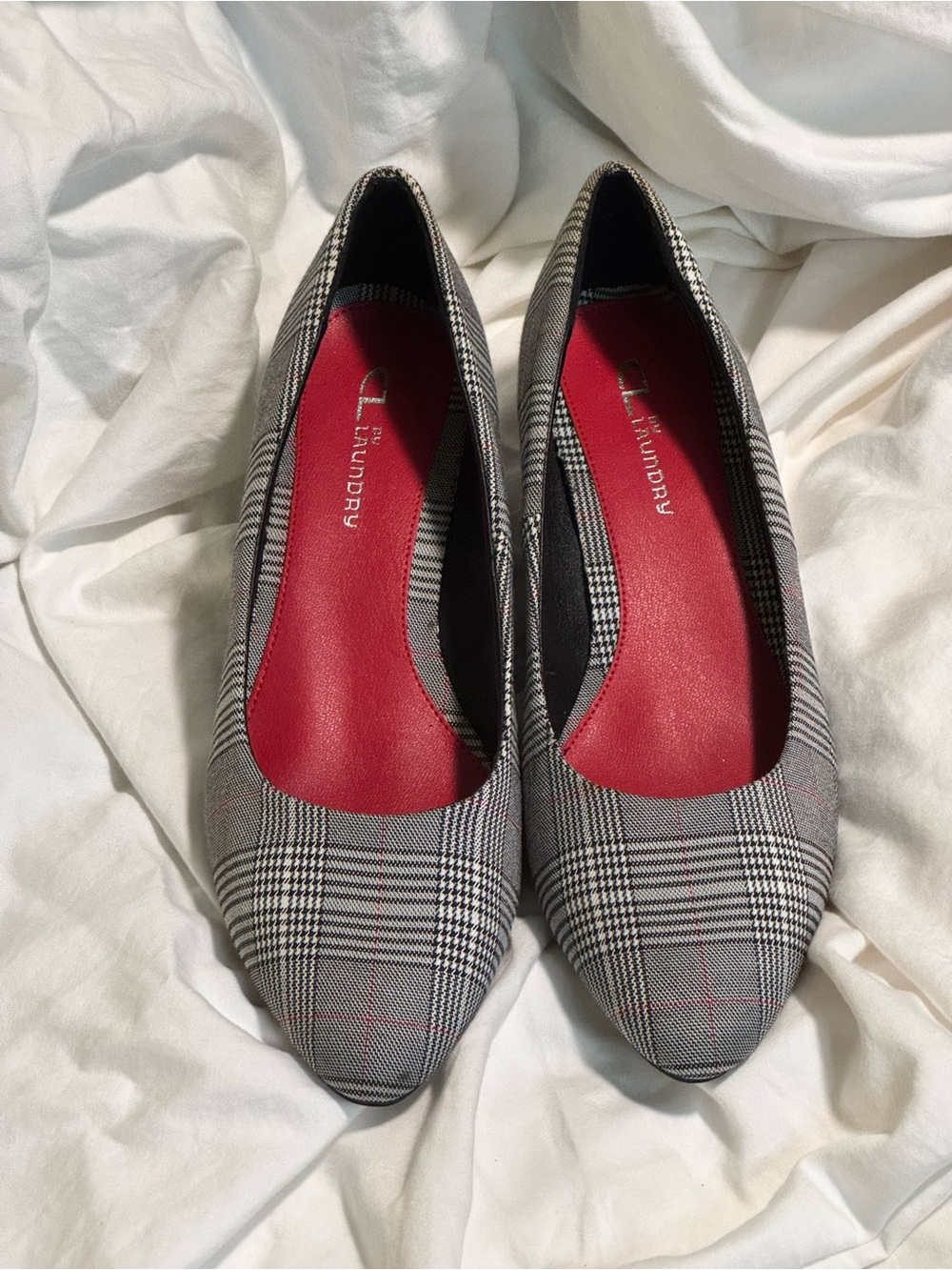 Cl By Laundry Hiromi Heels Red & Black Glen Plaid Pattern 10m New No Box View 3